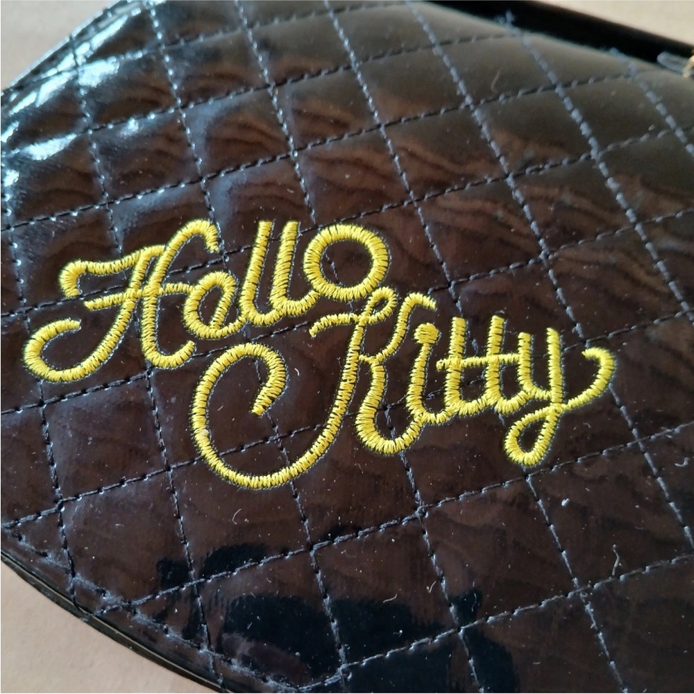 Hello Kitty Sanrio Purse Bag Detachable Crossbody Strap Black Yellow - Picture 3 of 9